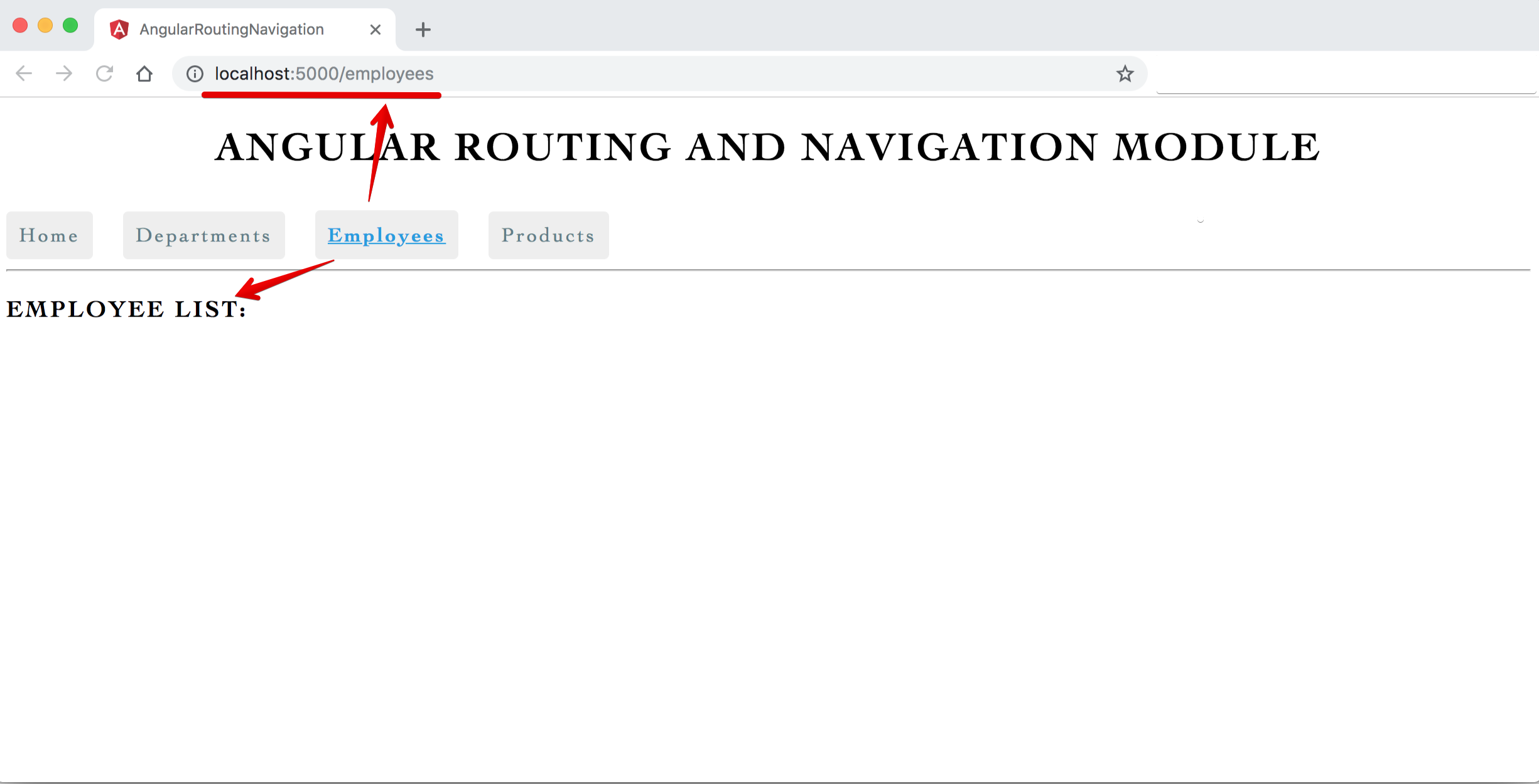 Image - Output - Angular Single Page Application (SPA) with Routing Navigation - Employees View
